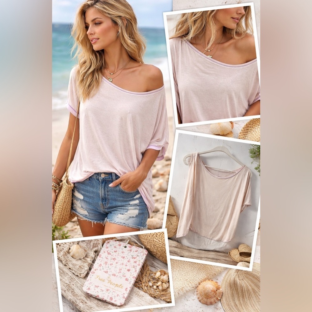 Free People We The Free Pluto One Shoulder Top XS NWT Boho Soft Pink